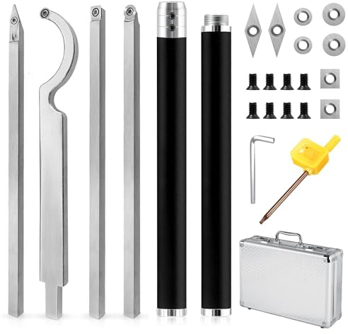 25 piezas Juego de Herramientas Torno para Madera Metal, Herramientas de Torneado de Maderaincluye Cuchillo de Cuello de Cisne/Cuchillo Cuadrado/Cuchillo de Diamante/Herramienta de Torneado Redondo