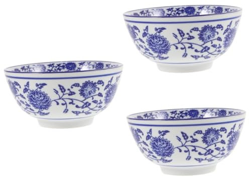 PRETYZOOM 3 Pz ciotola in porcellana e bianca ciotola da dessert di cereali scodella riutilizzabile di porcellana di pasta zuppiera in ceramica scodella domestica