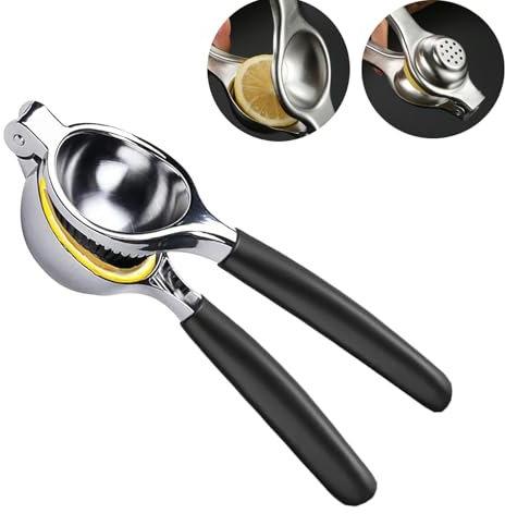 Spremiagrumi Manuale, Spremi Limone, Spremiagrumi Antiscivolo, Acciaio Inossidabile, Sicuro e Durevole, Anti-Caustico, Per Cucina, Bar, Nero