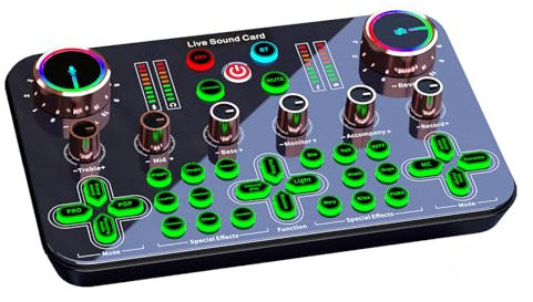 Live Sound Card Audio Mixer Registrazione Desktop Canto BT 48V XLR Phantom Alimentazione OTG Trasmissione senza perdita digitale per Streaming Podcasting Registrazione di gioco Soundboard Batteria