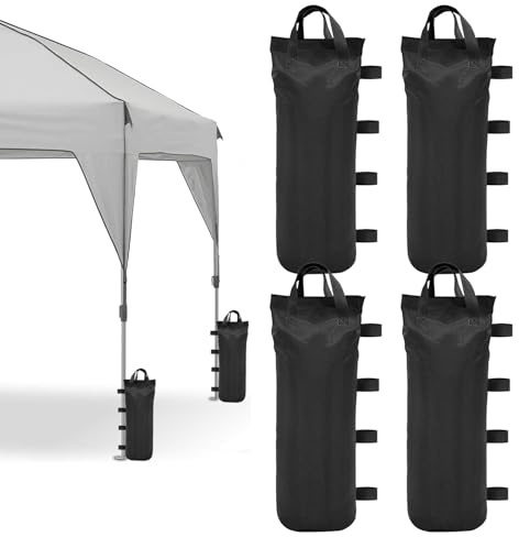 Lot de 4 Sacs de Sable lestés avec Bande Velcro Magique - Stable - Coupe-Vent - pour Tente, pavillon, extérieur, Plage, Jardin - 50 x 20 cm