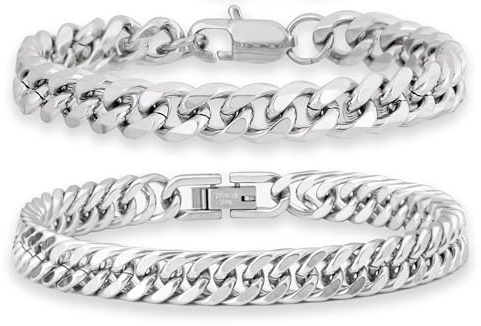 XIANNVXI Bracelet Homme Acier Inoxydable Bracelet à Maillons Cubains Bijoux Argent Gourmette Homme,Femme Bracelets 19/21/23/Cm Bracelets En MéTal Pour Cadeau Saint Valentin Homme