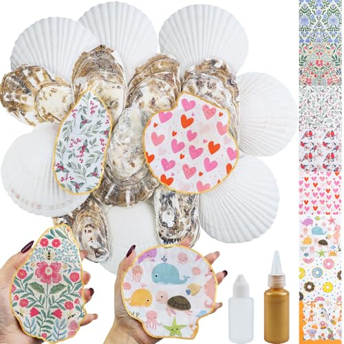 Fangoo 16 Pezzi 10-12cm Grandi Conchiglie di Ostriche Naturali 32 Pezzi Tovaglioli di Carta per Matrimoni Conservazione di Gioielli Feste a Tema Spiaggia Artigianato Fai da te