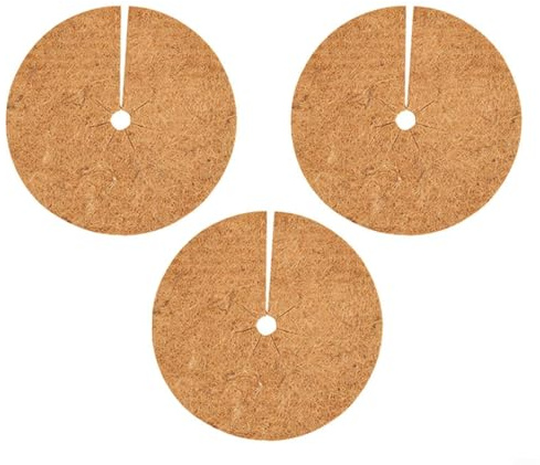 NiuLumea Discos de mantillo de coco natural para protección, control y retención de agua, tapetes de fibra fáciles de recortar macetas y árboles, paquete de 3 (40 cm)
