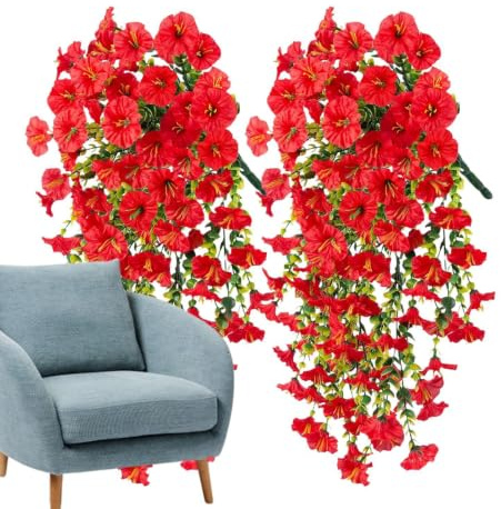 Konstgjorda Petunior Naturtrogna 2 Stycken Faux Blommor Trädsdekoration | Ser ut riktiga petunior för Balkong TrädInnerBröllop Fest