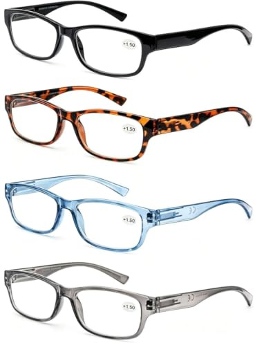MODFANS Set of Reading Glasses 2.5 Men Women Readers Glasses with Comfortable Spring Hinge Classic Look Eyeglasses for Reading with Pouch