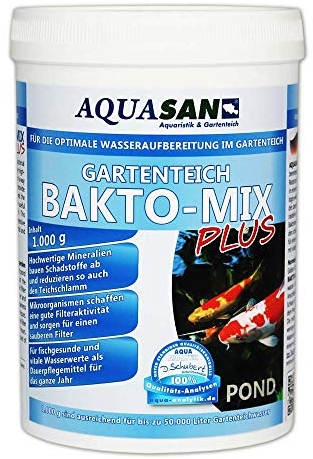 AQUASAN Gartenteich BAKTO-Mix Plus (Wasseraufbereitendes Pflegeprodukt - Leistungsstarke Mikroorganismen, hochwertige Mineralien für kristallklares Teichwasser), Inhalt:1 kg