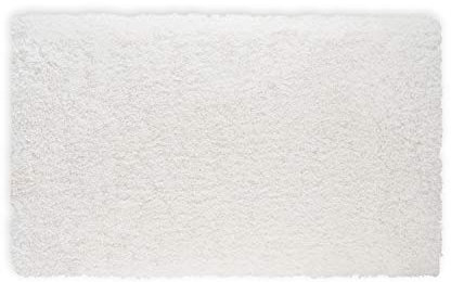 WohnDirect Premium Hochflor Badezimmerteppich Weiß • Rutschfester & Extra Flauschiger Badvorleger • Badteppich, Badematte 60 x 100 cm