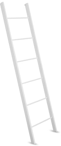 Staboos Massiv Holz Handtuchhalter - Handgemachter Badetuchhalter aus Buchenholz - Holzleiter (Weiß)