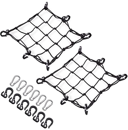 Navaris Redes elásticas para Moto - Set 2X Red con 12x Gancho y 6X mosquetón - Pulpos para Equipaje portacascos portaobjetos en Motocicleta - 40 CM