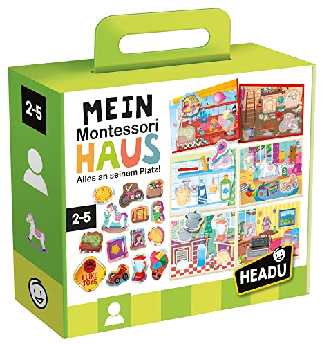 Headu „Mein Montessori Haus - Alles an seinem Platz“: Lernspiel für Kinder im Alter von 2 bis 4 Jahren, Formen erkennen, Persönlichkeitsentdeckung, deutsche Version (DE23196)