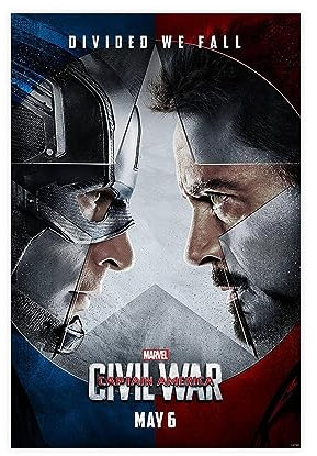 Captain America Civil War 2016 American Superhero Film Cover Schlafsaal Schlafzimmer Wandkunst Deco Poster Leinwand Poster Schlafzimmer Dekor Sport Landschaft Büro Zimmer Dekor Geschenk ungerahmt 30 x