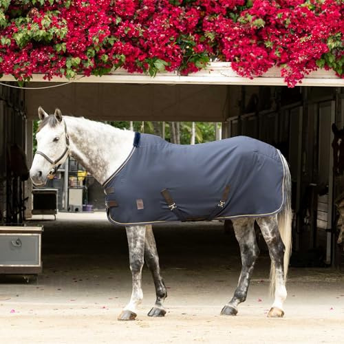 Equinavia Vind Lightweight Stable Blanket for Horses | No Fill Sheet with Wither Relief - Navy - 84 in