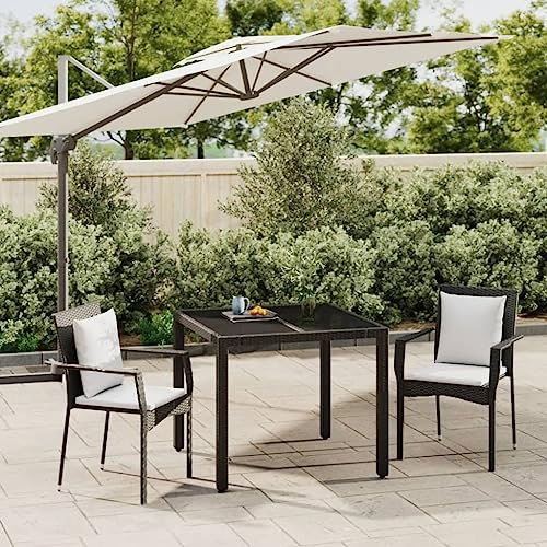 QZZCED Terrassengarnitur Gartenmöbel-Sets Garten-Loungemöbel Balkonmöbel-Set 3-TLG. Garten-Essgruppe mit Kissen Schwarz Poly Rattan für Garten, Terrasse und Balkon