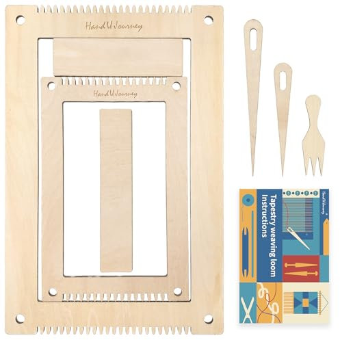 HAND U JOURNEY Rectangle Weaving Loom Kit – 2 Set (7.9x11.8 & 5.3x7.8) with Weaving Tools and 16-Page Instruction Book – Beginner DIY Hand Weaving Craft for Adults, Medium Size