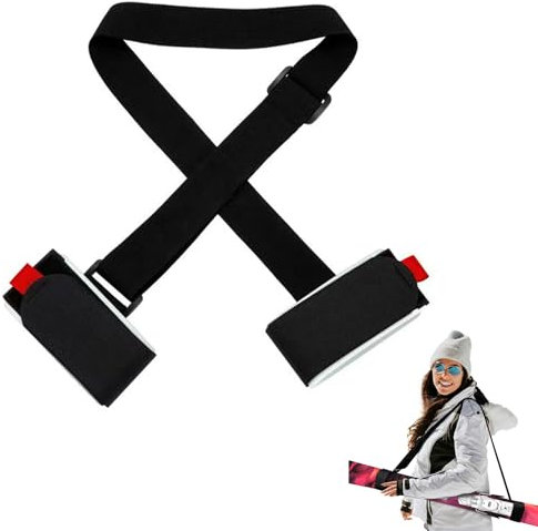 Esquí Correa Y Correa para Transportar Bastón, Correas De Hombro para Snowboard, Correa De Esqui Ajustable, para Transportar Esquís Y Bastones, Accesorios De Ski Snowboard Negro
