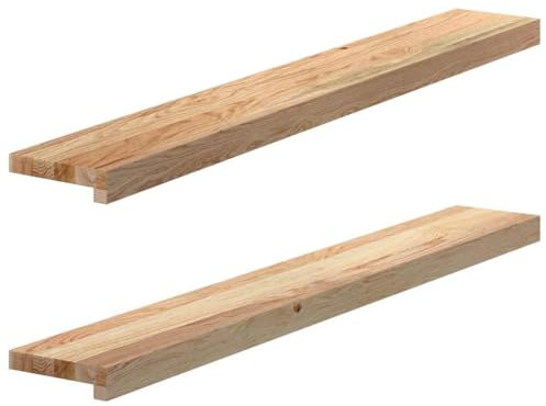 vidaXL Fensterbänke 2 Stk. Unbehandelt 110x15x2 cm Massivholz Eiche, Fensterbrett, Holz Treppenstufe, Holz Fensterbrett, Fensterbank Eichenholz