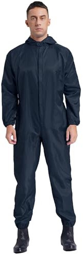 Vxuxlje Homme Femme Combinaison de Travail à Capuche Combinaison de Sécurité Salopette de Travail Combinaison de Protection Chimique Jumpsuit Overall M-4XL Bleu marine XL