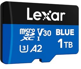 Lexar Blue Micro SD Karte 1TB, bis zu 160 MB/s Lesen, microSDXC UHS-I-Karte, Klasse 10, U3, V30, A2, Full-HD- und 4K-Video, Hochgeschwindigkeits-Speicherkarte für Smartphones/Tablets/Actionkameras
