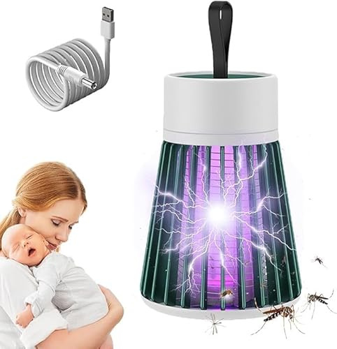 2025 Upgrade Mosquito Killer Lamp,USB Rechargeable Electric Fly Zapper,Portable Bug Zapper with Brush,360° Attract Insect Fly Zappers for Indoor Outdoor,Home,Bedroom,Camping (Green-800mAh)