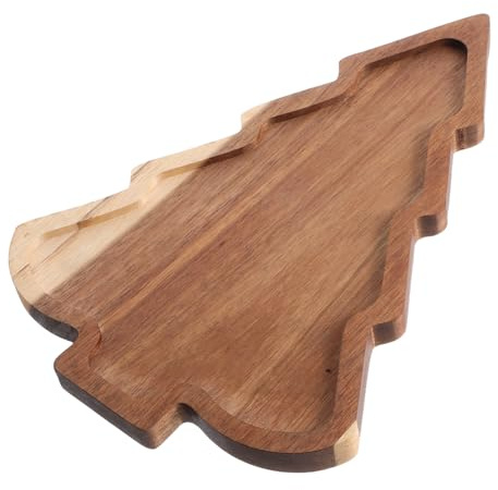 Zerodeko Vassoio in Legno Ad Albero di Natale Vassoio da Portata Natalizio in Legno Massello per Dolciumi Frutta e Antipasti Decorazione Stagionale per Feste di Natale