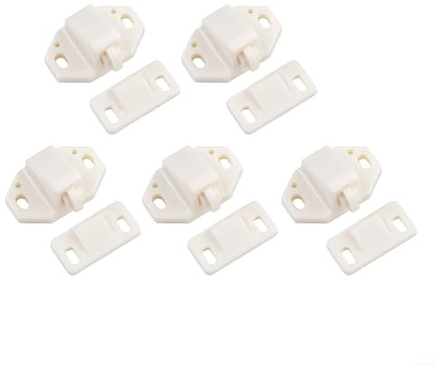 WIIYENA Lot de 5 loquets à rouleau ABS pour porte de meuble avec rouleau de gâche à ressort et matériel d'installation complète