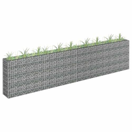 Mokuyary Fioriera rialzata per gabbioni, in acciaio zincato, 360 x 30 x 90 cm, per verdure, erbe, fiori e piante grasse, per giardino e terrazza