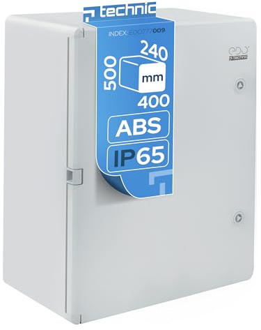 EDO Quadro Elettrico da Parete 400x500x240 mm IP65 Grigio - Scatola di Distribuzione in ABS con Piastra di Montaggio Zincata - Armadietto per Impianti Elettrici da Esterno e Interno