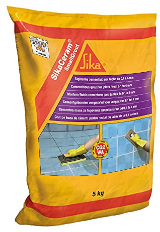 Sika - SikaCeram SmallGrout, Bianco - Stucco cementizio per fughe da 0 a 4mm - Previene la formazione di muffa - Idrorepellente - Sacco da 5kg