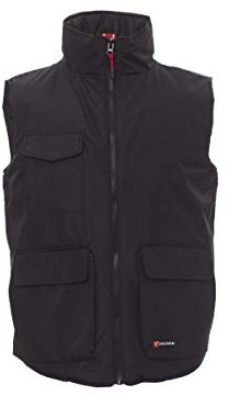 PAYPER Wanted Gilet Giacca da Lavoro Unisex Uomo Donna 100% Poliestere Chiusura Zip Interno Imbottito Tasche Frontali Laterali Porta Cellulare Nero/Steel Grey (L)