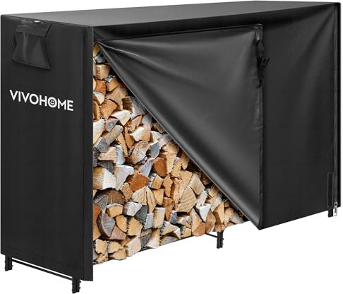 VIVOHOME 1,5m Kaminholzregal mit Abdeckung strapazierfähig für drinnen und draußen