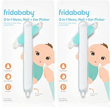 Frida Baby 3-in-1 Nose, Nail + Ear Picker [2 Count] by Frida Baby The Makers of NoseFrida The SnotSucker, Safely Clean Baby's Boogers, Ear Wax & More