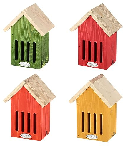 Rivanto® Naturtöne Schmetterlingshaus aus Kiefernholz, H23 x 16 x 12 cm, 1 Stück buntes Insektenhotel