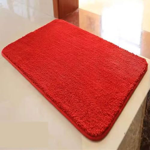Reyox Badezimmerteppich rutschfest, Wasserabsorbierenden Badematte, Weich Flauschig Badteppich, Fußmatte für Wohnzimmer Schlafzimmer Badezimmer Rot 100 x 150 cm