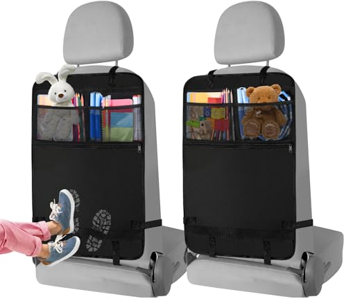 AiQInu Organisateur Voiture, Protection en Tissu Oxford Imperméable et Facile à Nettoyer avec Poches en Filet pour Tablette iPad, Organisateur Voiture Enfant (2 pièces)