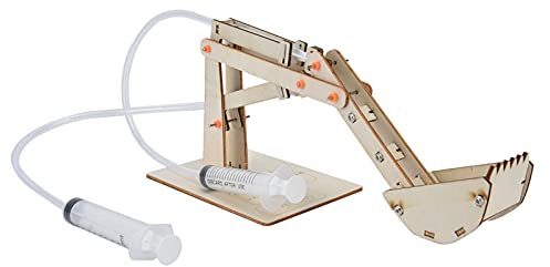 Modèle d'excavatrice Hydraulique DIY - Jouet STEM E Onal, Modèle d'expérience Scientifique Interactif pour Enfants, Modèle de Construction d'excavatrice, Kit en Bois