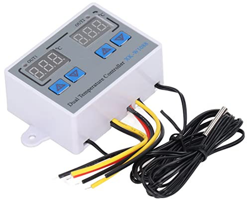 Temperature Controller,Dual Display Temperature Switch W1088 DC 12V 10K Humidity Controller Digital Heating Cooling Thermostat Switch for Aquarium