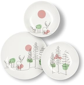 Excelsa Le Fil De Noel Tellerservice, 18-teilig, Porzellan, mehrfarbig