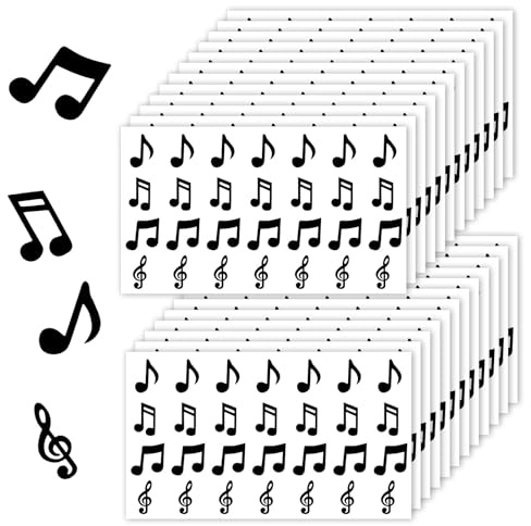 672pcs Musical Note Stickers, 4 Designs Waterproof Music Notes Stickers Self-Adhesive Music Symbols Decal Perfect Decoration Envelope Notebook Greeting Card(Black)