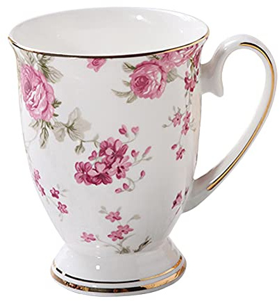 Yianyal Tasses en porcelaine anglaise à motif floral, 300 ml, tasse classique en porcelaine pour petit déjeuner, tasse à thé, tasse à café, tasse à café, tasse à thé, tasse en porcelaine chinoise pour