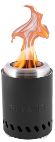 RedFire - Volcano - Small - Noir - Cheminée de table - Avec housse de protection et tapis de protection - Bois et granulés - Triple combustion