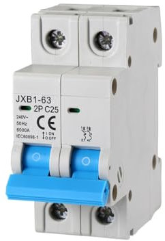 gloca Interruttore Magnetotermico Automatico 2P 220V 6KA 2 Moduli DIN (25 Ampere, 1)