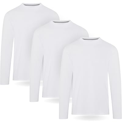 FM London Camiseta de Manga Larga Hombre, Pack de 3 - Camisetas para Hombre de Algodón Suave de Alto Gramaje, Corte Estilizado y Favorecedor, Cuello Redondo