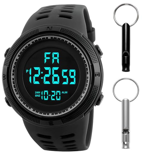 Referee Watch with Stopwatch Function, Referee Whistle Set in Black and Silver Finish, Digital Timepiece for Sports Officials and Timing Events, Professional Match Accessories for Football and Basketb