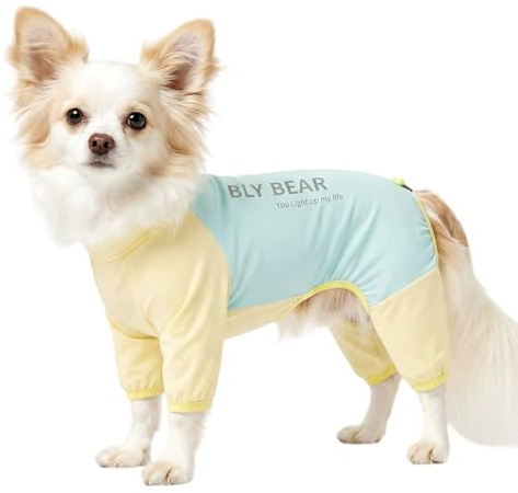 Anlitent Puppy Jumpsuit UPF 50+ Sun Protection,Dirt-Resistant Shedding Control Heat Relief Gear Summer Dog Coat to Stop Itch Pollen &Tick Bite Back Drawstring Ideal for Outdoor Activities L(4-5.5kg)