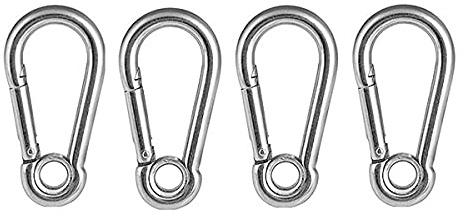 ANSIEDIO 4 PCS Mosquetones de Acero Inoxidable M7 Mosquetón Clips Anillo con Resorte, Mosquetones Pequeños para Mochila Handpack, Cuerdas, Camping, Pesca