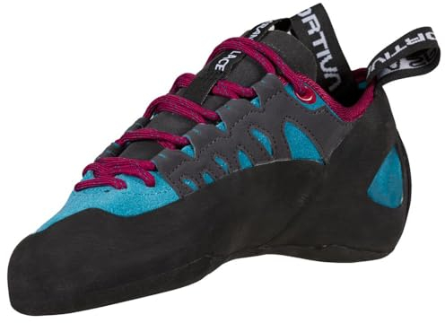 LA SPORTIVA W Tarantulace Blau - Bequemer vielseitiger Damen Lederkletterschuh, Größe EU 38 - Farbe Topaz - Red Plum