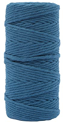 Vaessen Creative Corde Macramé - Bleu Foncé - 3 mm x 100 m - 100% Coton - Fil pour Bracelets Brésiliens, Suspension pour Plantes, Crochet, Rideaux, Attrape-Rêve et Décorations