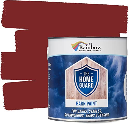 RAINBOW CHALK MARKERS LTD HOME GUARD BARN PAINT Exterior Wooden Buildings Barns Sheds Fences Protection Water Based Hard Wearing Matt Finish (5 Litre, Barn Red)