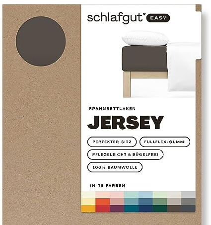 Schlafgut Easy Jersey Spannbettlaken 140x200 bis 160x200 Sand Deep, Spannbetttuch aus 100% Baumwolle